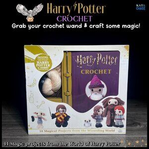 Harry Potter Dobby Sock Crochet Kit in Box Gryffindor Hermione Weasley Set Wand